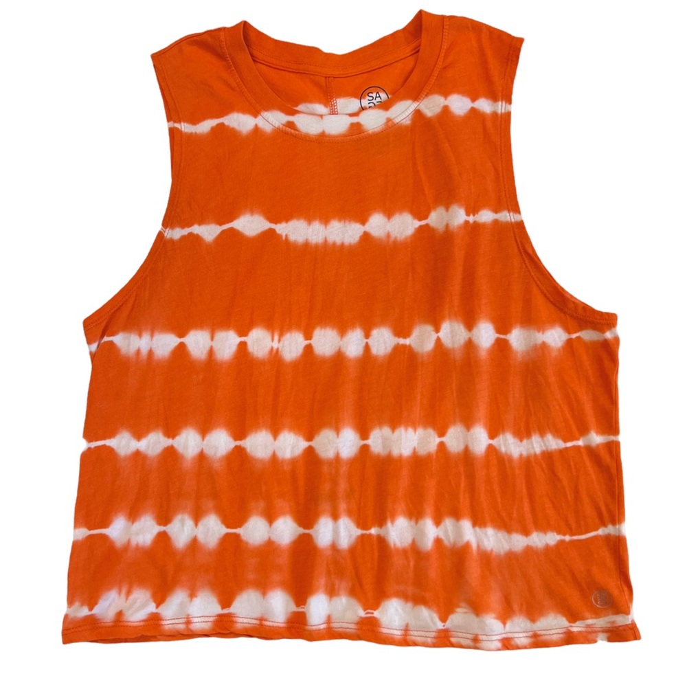 Sage Collective Tie Dye Striped Boxy Tank Top Sleeveless Crew Neck